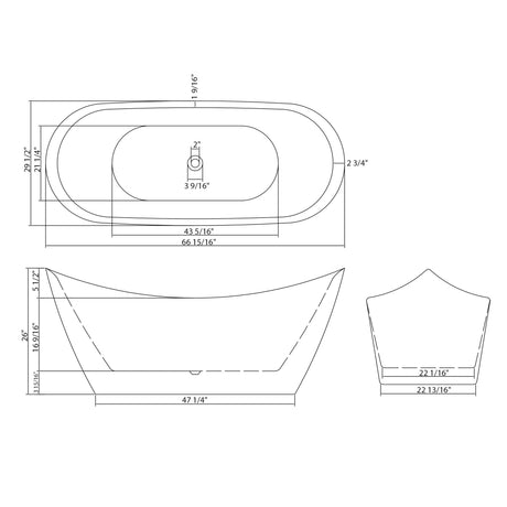 Glossy Freestanding Bathtub, Double Slipper Design, Deep Soaking Comfort