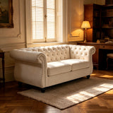 Chesterfield Button Tufted Loveseat With Rolled Arms