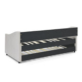 Upholstered Tufted Daybed With Drawers, Waved Arms