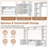 Farmhouse Elegant Entertainment Center Wall Unit With 4 Drawers