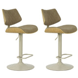 Leland - Adjustable Swivel Curved Back Wood Bar Stool With Faux Leather Seat