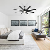 52" Smart Ceiling Fan With 8 Blades, Voice Remote Control, 6 Wind Speeds, LED Light - Black