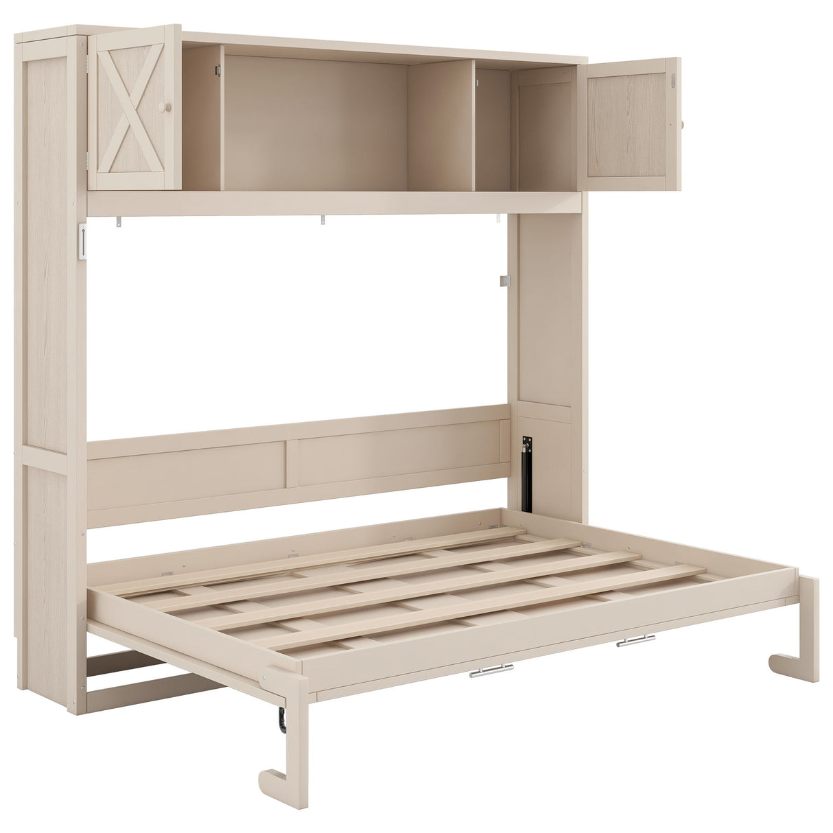 Rustic Casual Murphy Bed With Storage Cabinets