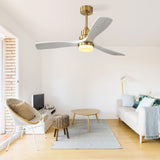 52" Ceiling Fan With Dimmable LED Light, 3 Blades, DC Motor, Remote Control - Gold