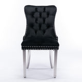 Nikki - Modern, High-End Tufted Solid Wood Contemporary Velvet Upholstered Dining Chair With Chrome Stainless Steel Plating Legs, Nailhead Trim (Set of 2) - Chair Sets - Alpine Outlets