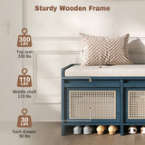 Entryway Shoe Bench With Drawers & Button Tufted Cushion
