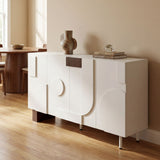 Sideboard Buffet Cabinet Wide Storage Unit With 4 Doors & Adjustable Shelves - White