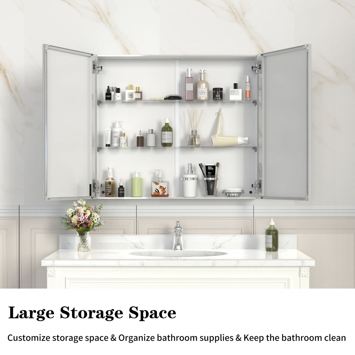 Medicine Cabinet, Wall Mounted Bathroom Mirror With Storage