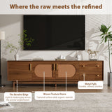 70" TV Stand With Beveled Edge Design - Brown