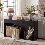 Fluted Console Table With 3 Drawers, Long Sofa Table Behind Couch For Living Room - Black