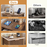 Nightstand, Bedside Table With Built In Charging Station (Set of 2) - Walnut