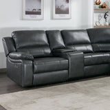 Power Reclining Sectional Sofa With 3 Adjustable Recliners, USB Ports & Cup Holders, Oversized Seating For Living Room - Black