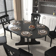 Dining Table For Farmhouse Kitchen Expandable Oval Table Top With Removable Leaf Trestle X Shaped Base - Black - Dining Tables - Alpine Outlets