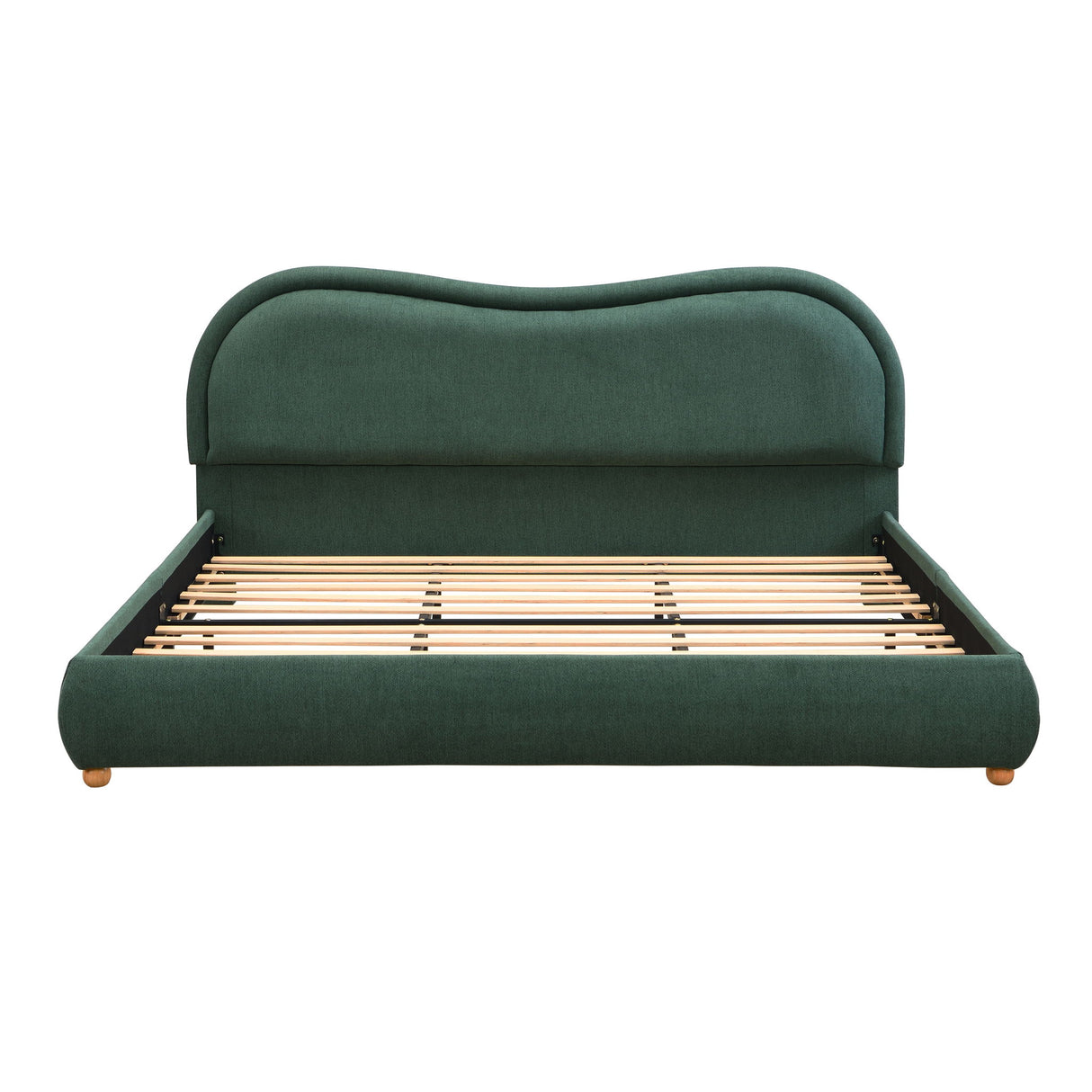 Upholstered Platform Bed Frame With Curved Headboard