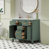 Bathroom Vanity With Sink, Cabinet With 4 Drawers & 2 Soft Close Doors, Rectangular Storage Unit For Bathroom
