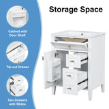 Bathroom Vanity With Sink, 3 Drawers & Cabinet With 2 Tier Door Storage Rack, Soft Close Doors & Drawers