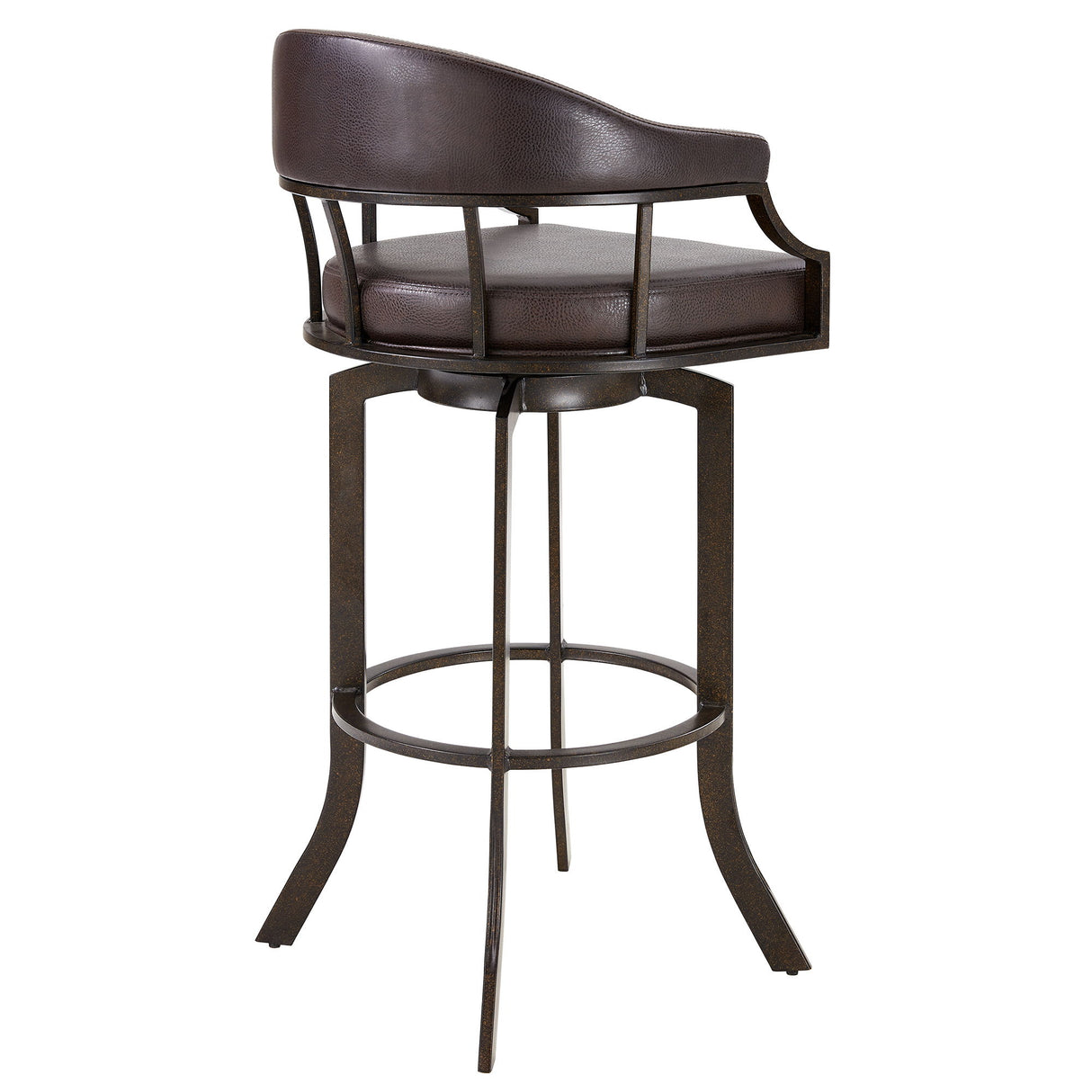 Edy - Swivel 26" Auburn Bay And Brown Faux Leather Bar Stool