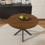 Round Dining Table With Extendable Blades, X Base