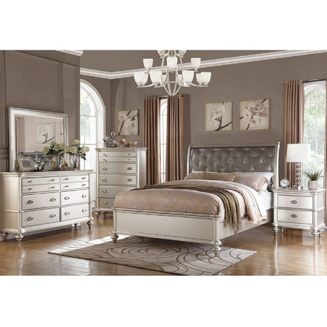 Bedroom Furniture Chest Of Drawers, 5 Drawer Storage - Champagne / Silver / Gray