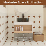 Floating Bathroom Vanity With Vessel Sink With Open Shelf Storage