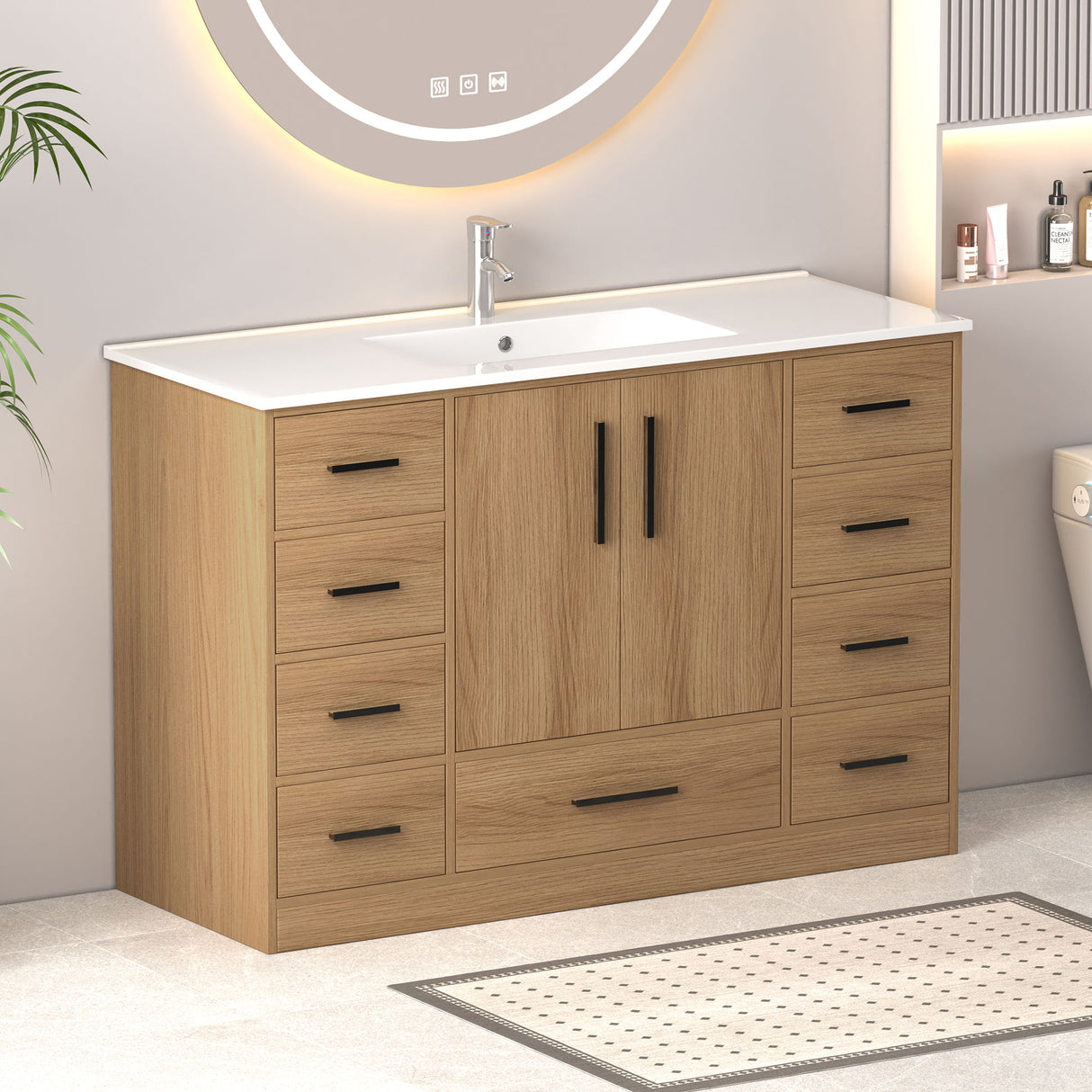 Bathroom Vanity With Abundant Storage 2 Soft Close Doors And 9 Drawers