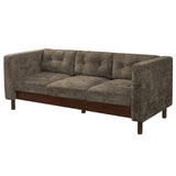3 Seater Sofa With Square Arms, Tufted Pillow Back For Living Room