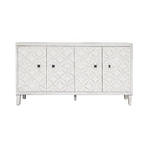 Accent Cabinet Sideboard Buffet Wooden Four Door Storage Unit 60x32in White