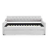 Size Upholstered Daybed With Trundle And USB Charging Armrest