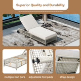 Outdoor Lounge Chair With 5 Position Backrest With Cushion And Wheels