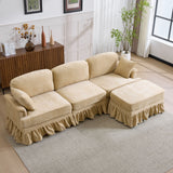 Cloud Sofa With Removable Ruffled Skirt With Ottoman And Flared Arms