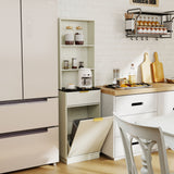 Tall Narrow Fluted Storage Cabinet With Trash Bin Compartment For Kitchen (Trash Can Not Included)