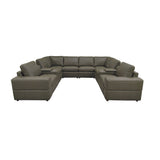 Upholstered Large Arms Sectional With Recliner Seats