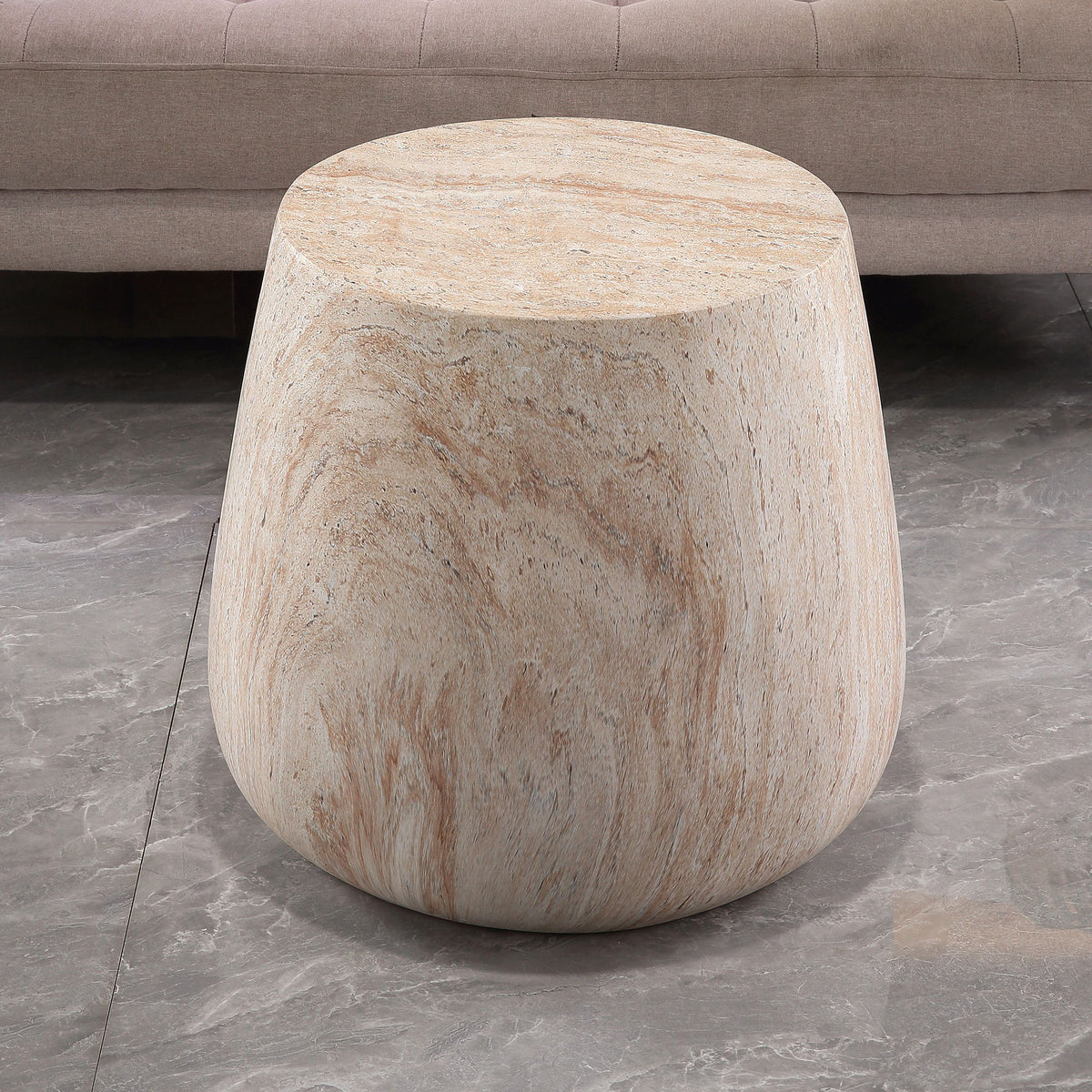 Drum Accent Coffee Table - Beige / Yellow