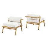 La Fiora - Outdoor Patio Iron Club Chair (Set of 2) - Off White / Teak