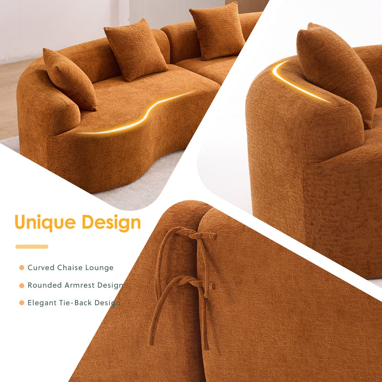 4 Seater Sofa With Fabric, 30D, 60 Hardness Full Sponge, 4 Pillow For Living Room, Home Furniture Sleeper Sectional Sofa For Apartment