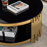 Round Double Tier Table With Flute Shaped Tube Legs