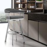Bronson - Faux Leather And Brushed Stainless Steel Swivel Bar Stool