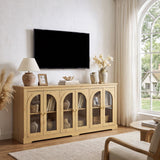 Modern Arched Glass Sideboard With 6 Doors, Buffet Cabinet With Storage And Adjustable Shelves