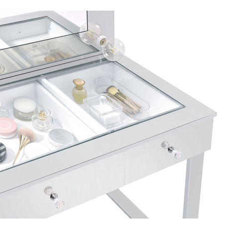 Trevor - 3 Drawer Makeup Vanity Table With Mirror - Chrome
