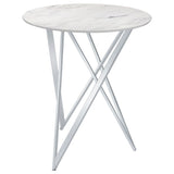 Halverson - Round Top Bar Table - White / Silver