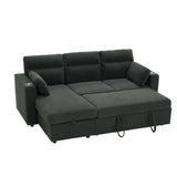 Convertible L - Shaped Sectional Sofa Bed With Storage Chaise, Cup Holders