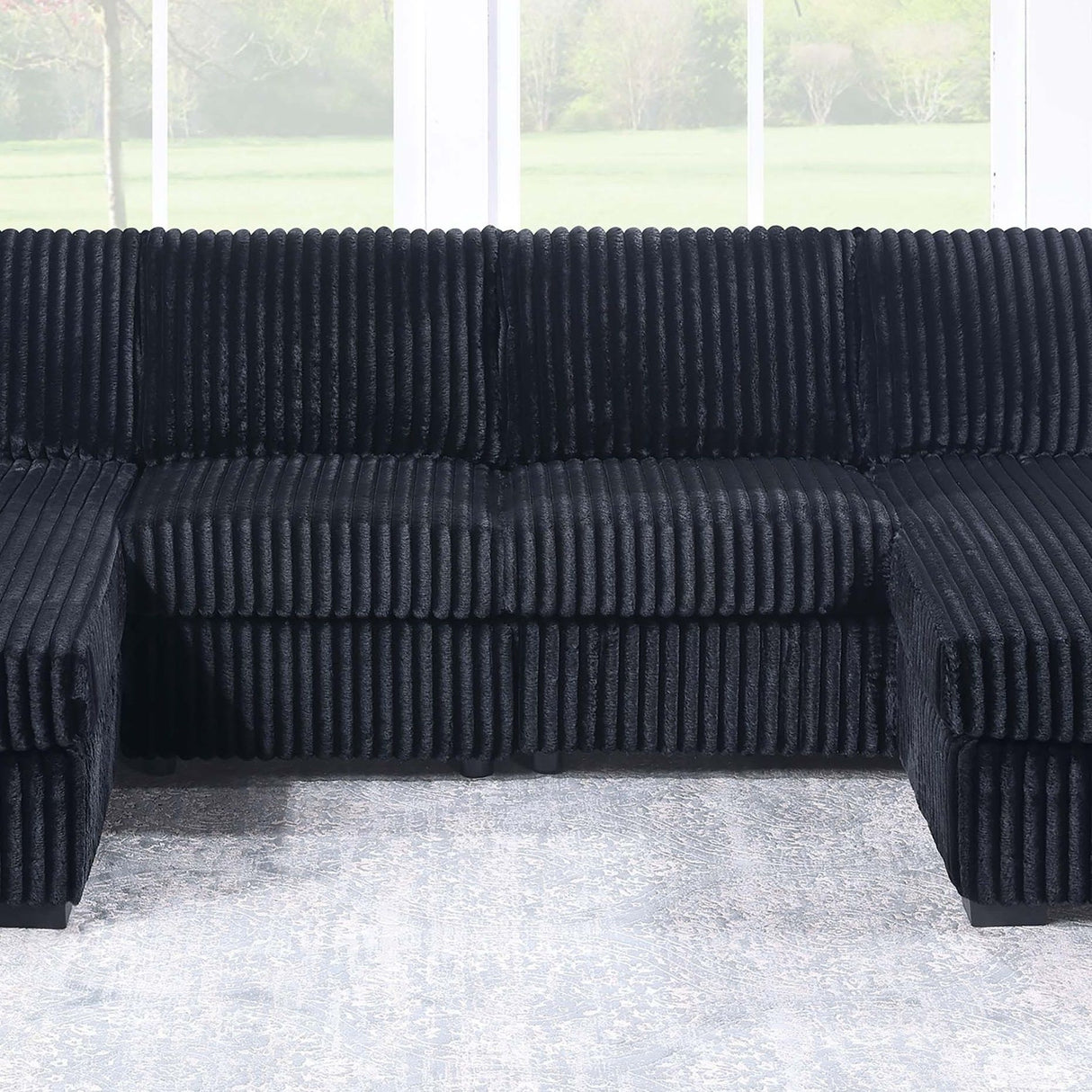 U-Shaped Sectional Set With Cushion Back Armless Chairs Right And Left Arm Chaise