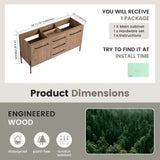 60" Freestanding Bathroom Vanity With Soft Close Doors And Drawers, (Vanity Only) - Imitative Oak