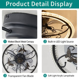 Ceiling Fan With Lights Remote Control, 6 Speeds 3 Color Caged Ceiling Fan - Matte Black