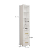 Tall Storage Cabinet With 3 Drawers For Bedroom - White