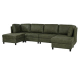Modular Sectional Sofa With Custom Configuration And Removable Cushions - Olive