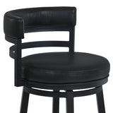 Madrid - 30" Bar Height Metal Swivel Barstool - Ford Black Pu And Black Finish