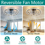 Caged Ceiling Fan With Remote Control Lights, 6 Speeds, 3 Color Temperature LED - Antique Black