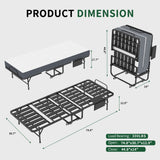 Twin Folding Bed With Memory Foam Mattress, On Wheels, Portable Bed For Adults & Guests - Black