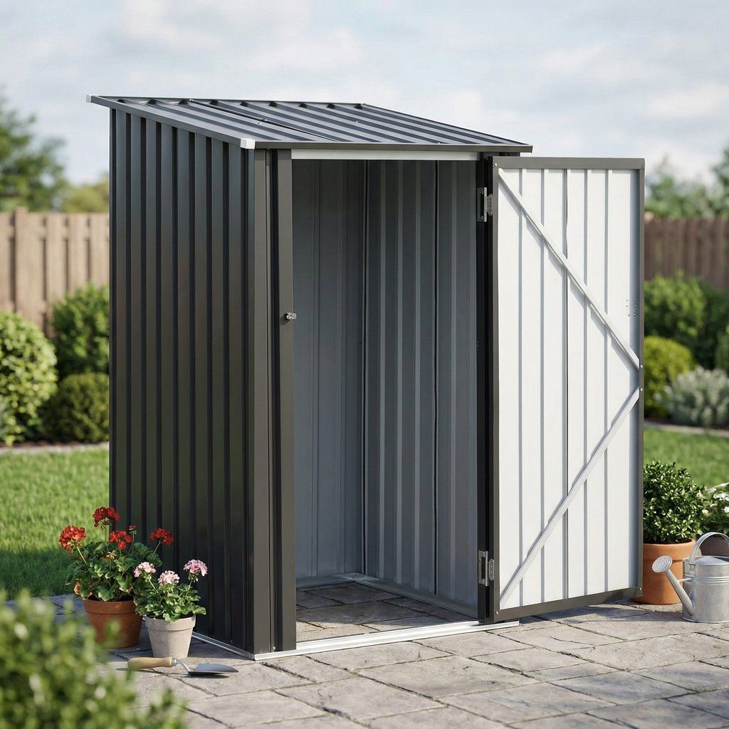 Outdoor Storage Shed Garden Building Metal Utility Tool Steel 3.5x3ft Black